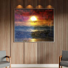 Quadro Decorativo Paisagem Sunset Beach Com Moldura E Vidro P