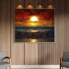 Quadro Decorativo Paisagem Sunset Beach Com Moldura Prata - 1