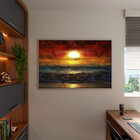 Quadro Decorativo Paisagem Sunset Beach Com Moldura Prata - 1