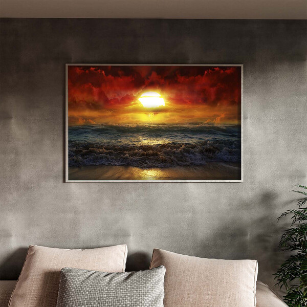 Quadro Decorativo Paisagem Sunset Beach Com Moldura Prata - 9