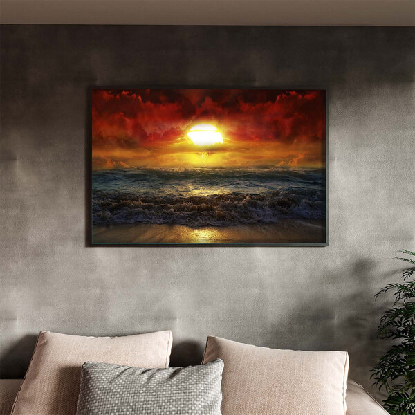 Quadro Decorativo Paisagem Sunset Beach Com Moldura Preto - 1