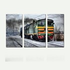 Quadro Decorativo Paisagem Trem Sobre Trilhos 3 Peças Sala