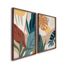 Quadro Decorativo Paisagem Tropical Plantas E Folhas Com 2 Te