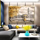 Quadro Decorativo Paisagem Umbrella Gold Com Moldura Dourada