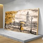 Quadro Decorativo Paisagem Umbrella Gold Com Moldura Dourada