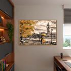 Quadro Decorativo Paisagem Umbrella Gold Com Moldura Dourada
