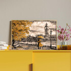 Quadro Decorativo Paisagem Umbrella Gold Com Moldura Dourada