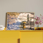 Quadro Decorativo Paisagem Umbrella Gold Com Moldura E Vidro