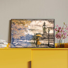 Quadro Decorativo Paisagem Umbrella Gold Com Moldura E Vidro