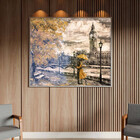 Quadro Decorativo Paisagem Umbrella Gold Com Moldura E Vidro