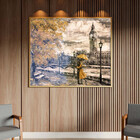 Quadro Decorativo Paisagem Umbrella Gold Com Moldura E Vidro