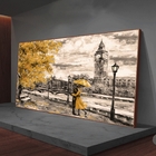 Quadro Decorativo Paisagem Umbrella Gold Com Moldura Marrom 1