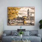 Quadro Decorativo Paisagem Umbrella Gold Com Moldura Marrom 1