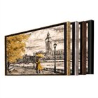 Quadro Decorativo Paisagem Umbrella Gold Com Moldura Marrom 2