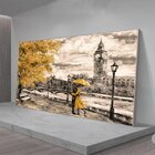 Quadro Decorativo Paisagem Umbrella Gold Com Moldura Prata 90