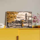 Quadro Decorativo Paisagem Umbrella Gold Com Moldura Prata -