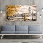 Quadro Decorativo Paisagem Umbrella Gold Com Moldura Prata E