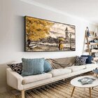 Quadro Decorativo Paisagem Umbrella Gold Com Moldura Preto 12