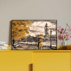 Quadro Decorativo Paisagem Umbrella Gold Com Moldura Preto -