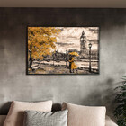 Quadro Decorativo Paisagem Umbrella Gold Com Moldura Preto -