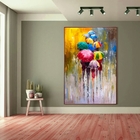 Quadro Decorativo Paisagem Umbrella Paint Com Moldura Marrom