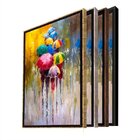 Quadro Decorativo Paisagem Umbrella Paint Com Moldura Marrom