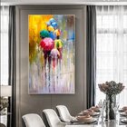 Quadro Decorativo Paisagem Umbrella Paint Com Moldura Prata E