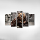 Quadro Decorativo Paisagem Urso 5 Peças Para Sala