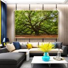 Quadro Decorativo Paisagem Velha Árvore Com Moldura Dourada 2