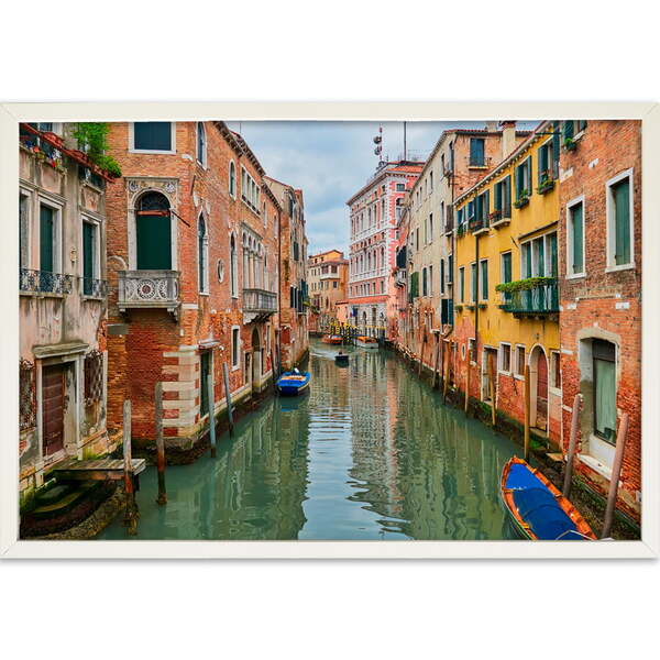 Quadro Decorativo Paisagem Veneza Sem Vidro Branco