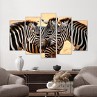 Quadro Decorativo Paisagem Zebra 5 Peças Para Sala