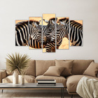 Quadro Decorativo Paisagem Zebra 5 Peças Para Sala