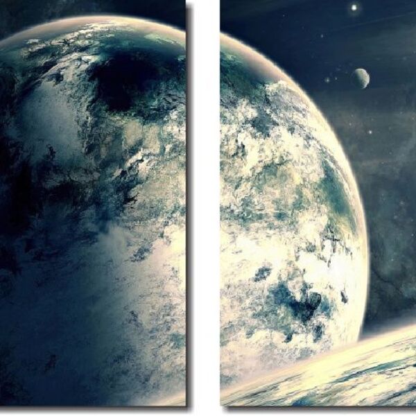 Quadro Decorativo Paisagens Planetas 2 Peças