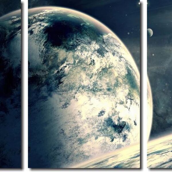 Quadro Decorativo Paisagens Planetas 3 Peças