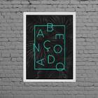 Quadro Decorativo Palavra Abençoado 33x24cm Moldura:madeira P