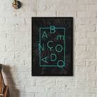 Quadro Decorativo Palavra Abençoado 45x34cm - Com Vidro Moldu