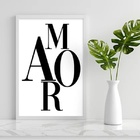 Quadro Decorativo Palavra Amor 24x18cm - Com Vidro Moldura:ma