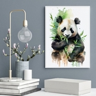Quadro Decorativo Panda Aquarela 33x24cm - Com Vidro Moldura: