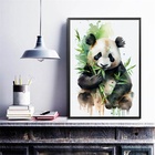 Quadro Decorativo Panda Aquarela 45x34cm Moldura:madeira Preta