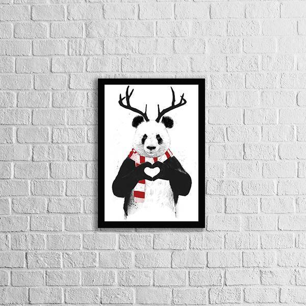 Quadro Decorativo Panda Coração 45x34cm A3 (45 X 34)