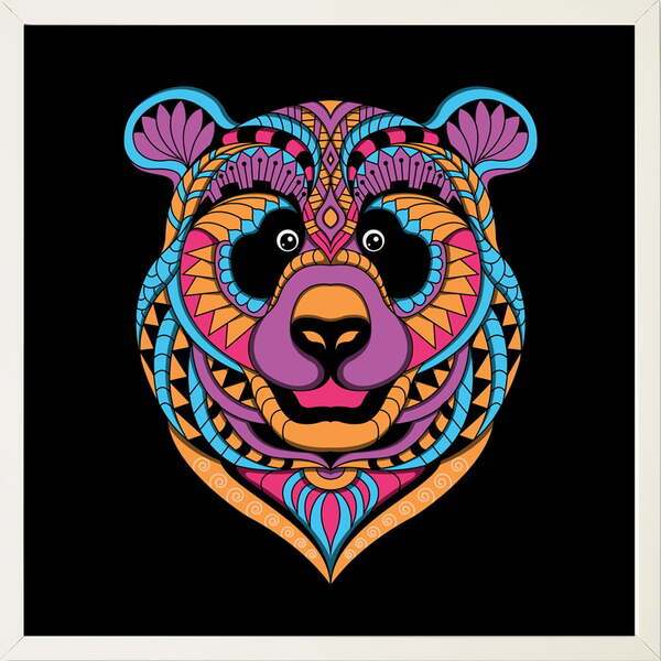 Quadro Decorativo Panda Moldura Sem Vidro Branco