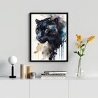 Quadro Decorativo Pantera Negra Aquarela 33x24cm - Com Vidro