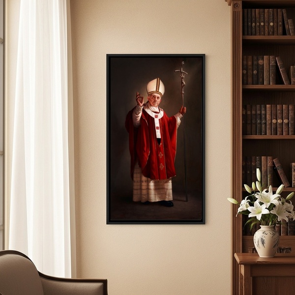 Quadro Decorativo Papa Francisco  - 70x50cm Moldura Preta