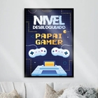 Quadro Decorativo Papai Gamer 24x18cm Moldura:madeira Branca