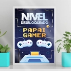 Quadro Decorativo Papai Gamer 24x18cm Moldura:madeira Preta