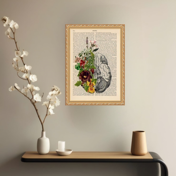 Quadro Decorativo Papoula Vintage 33x24cm - Com Vidro Moldura