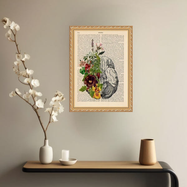 Quadro Decorativo Papoula Vintage 33x24cm Moldura Branca