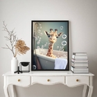 Quadro Decorativo Para Banheiro- Girafinha 24x18cm - Com Vidr