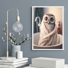 Quadro Decorativo Para Banheiro Corujinha 45x34cm Moldura:mad