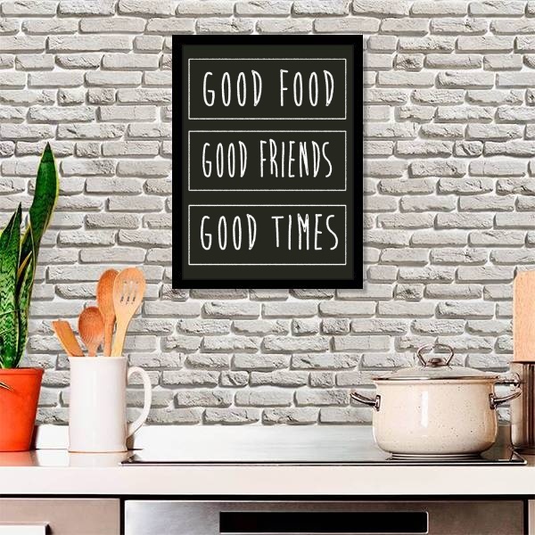 Quadro Decorativo Para Cozinha Food E Friends 33x24cm - Com V
